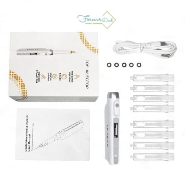 محتویات بسته دستگاه تزریق بی‌حسی فوراور Forever مدل TOP INJECTOR